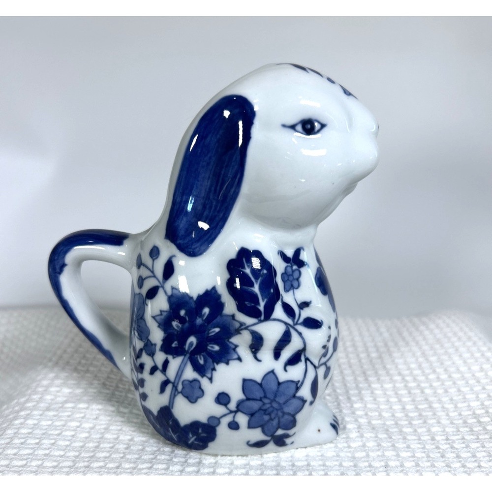 Vtg Formalities by Baum Bros figural bunny rabbit creamer pitcher Blue and White